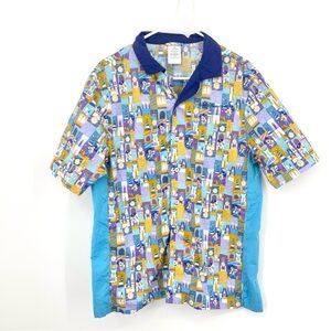 Disney Store Men Size Medium Shirt Button Down‎ Top 50th Anniversary Blue Mickey